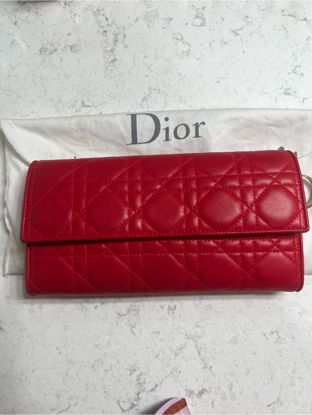 Dior Fuchsia Pink Quilted Leather Wallet on chain - Picture 2 of 10